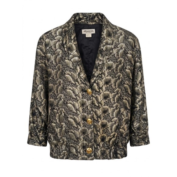 Silkworms High Fashion Jackets & Blazers - Silkworms High Fashion Vtge Gold Black Floral Brocade Blazer Jacket 2 See Note